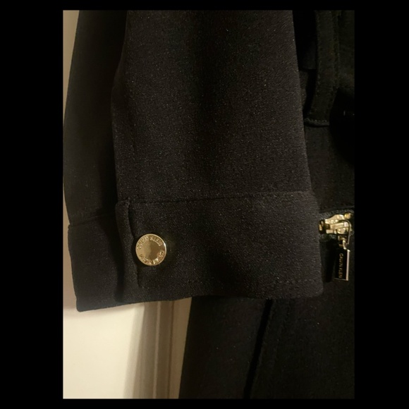 Calvin Klein 3/4 sleeve coat dress zippers/buttons black size 8 - Picture 4 of 5